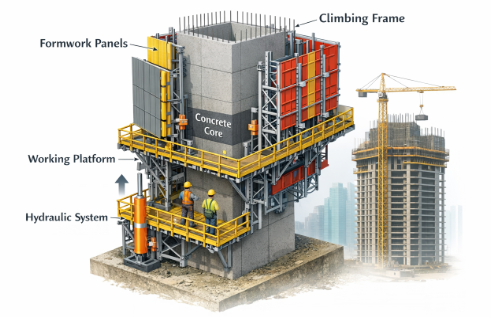 self climbing formwork ván khuôn tự leo