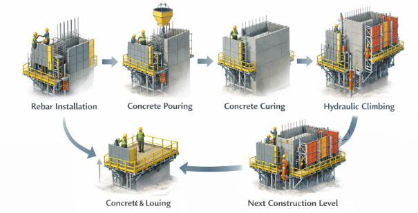 self climbing formwork ván khuôn tự leo
